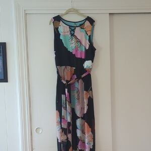 Lane Bryant Black and Blue Sleeveless Sheath Maxi Dress